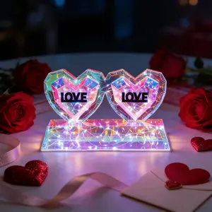 Romantic LOVE Heart-Shaped LED Light, USB Powered, 8 Flashing Modes, Desktop Night Light, Glowing Fairy Tale Lamp, Valentine's Day, Christmas, Birthday, Wedding, Warm Ambiance Decorative Light