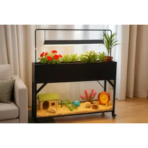 Innovative Planter Aquarium Tank – Mobile DIY Metal Planter with Lights, Feeder & Décor