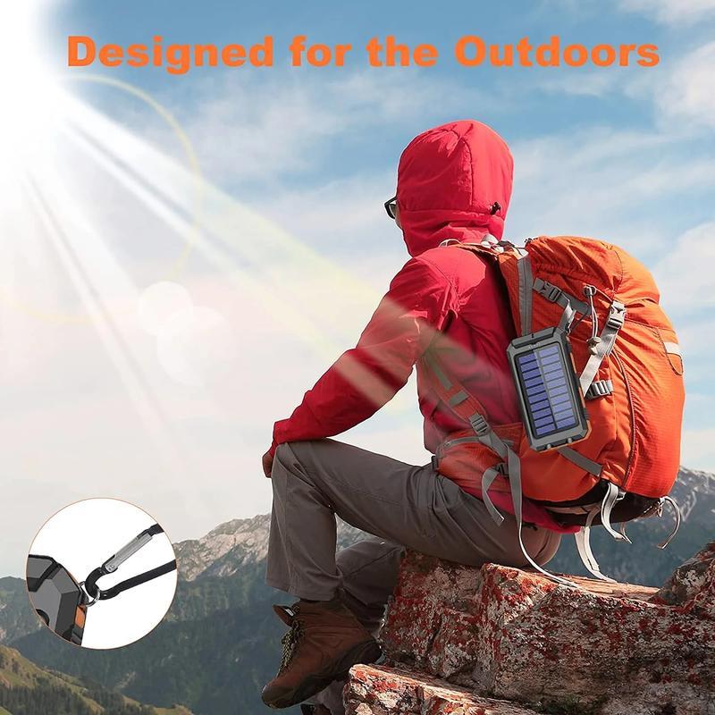 Solar Charger Power Bank 10000mAh Solar Phone Charger, Portable Charger Fast Charger Dual USB Ports Built-in LED Flashlight and Compass, IP65 Waterproof Portable Power Bank for Outdoor Activities-IP65 Waterproof Outdoor Phone Charger