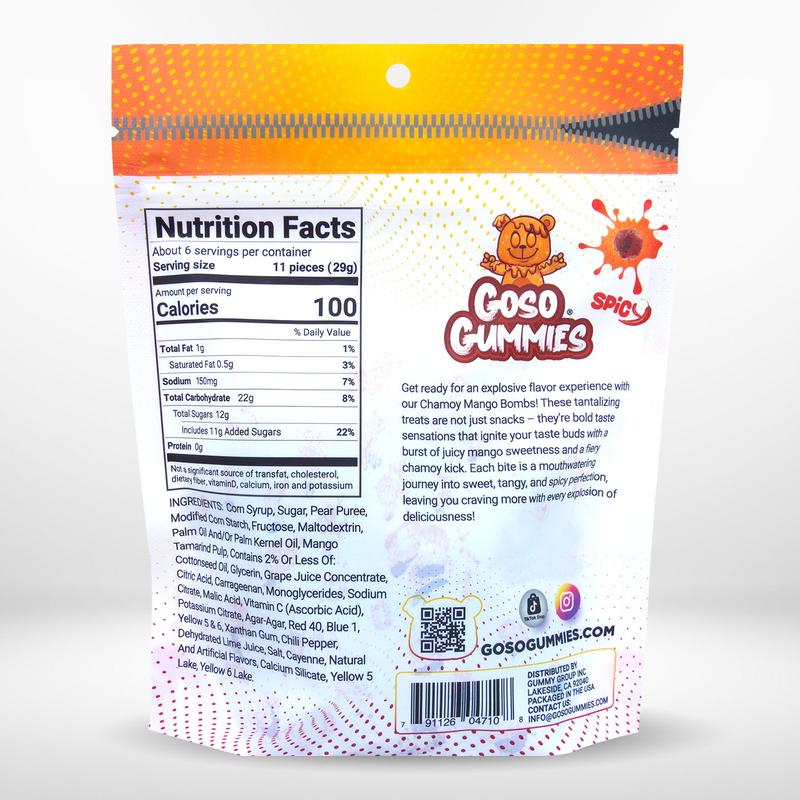 Goso Gummies Viral Chamoy Mango Bombs - 6oz Bag - Gushers Snack Candy