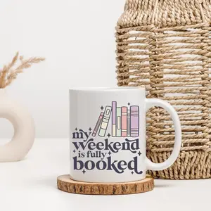12 oz Reusable  My Weekend is Fully Booked  - Drinkware  Reuse  Reuse ceramic coffee mug reusable drinkware ceramic mug friend gift