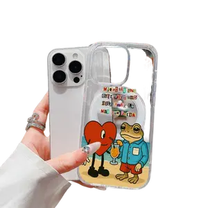 Frog and Heart Life Quote pattern phone case,acrylic transparent magnetic soft case,suitable for iPhone 17 Pro Max 16 15 14 13 12 11,anti drop phone case,lightweight and durable,supports wireless charging,Cute Gift Idea,Case Timy,PLM03060qw