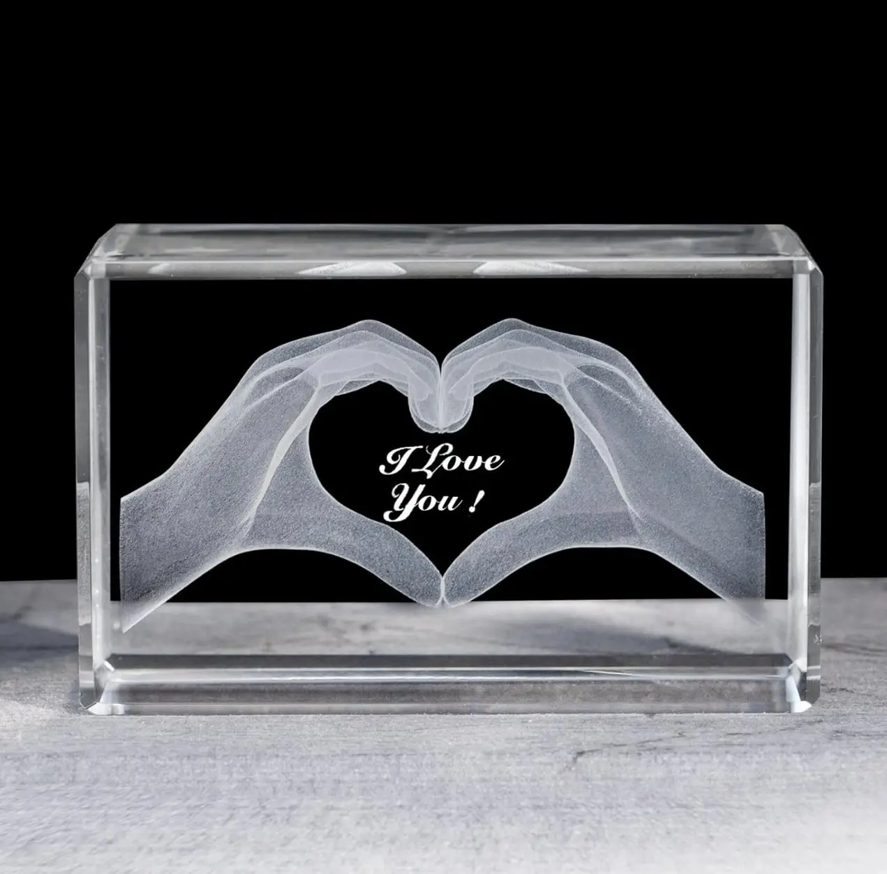 Engraved Crystal Love Gift – Romantic I Love You Gesture Keepsake for Her & Him