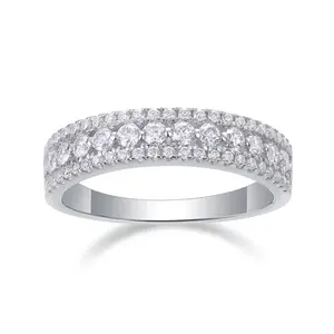 Moissanite Ring With Diamond Setting, Sailor Clasp Design, Light Luxury And Versatile