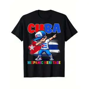 Summer t Shirts Cuba Dabbing Hispanic Heritage Celebration for T-Shirt 100% Cotton Tees