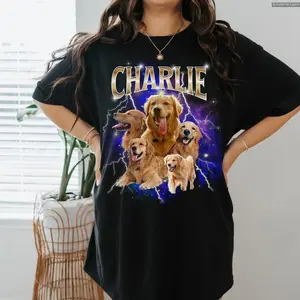 Custom Comfort Colors Retro Dog Shirt, Personalized Pet Tee, Custom Photo Graphic, Bootleg Rap Dog tee Anime Inspired Tee