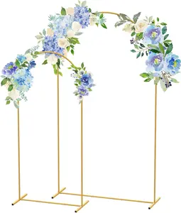 Gold Arch Backdrop Stand Garden Arch Decoration Set of 2 Metal Arch Stand for Graduation Ceremony Garden Floral Birthday Party Round Balloon Banners