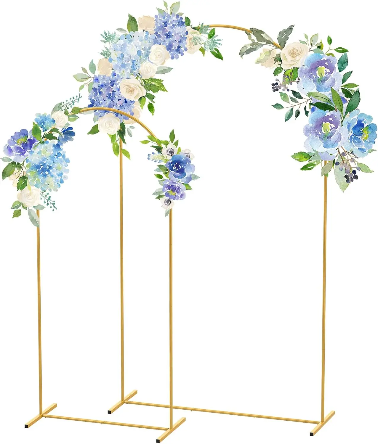 Gold Arch Backdrop Stand,Garden Arch Decoration Set of 2,Metal Arch Stand Suitable for Graduation Ceremony Garden Floral Birthday Party Round