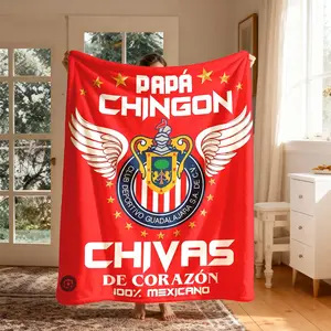 Mexican Chivas Football Club Papa Chingon Theme Flannel Throw Blanket, Large Size, Soft Lightweight Warm, Perfect for Bed Sofa Office Camping Travel Gift, Cozy Blanket Throw