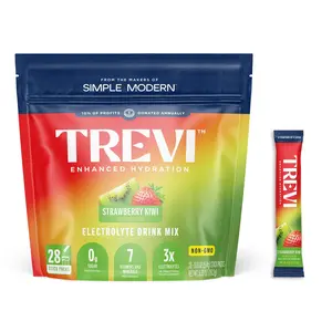 Trevi Sugar Free Strawberry Kiwi Electrolyte Drink Mix – 28 Stick Packs | 0g Sugar, Non-GMO, 7 Vitamins & Minerals, 6 Electrolytes, Energy Hydration Drink Mix, Made in USA