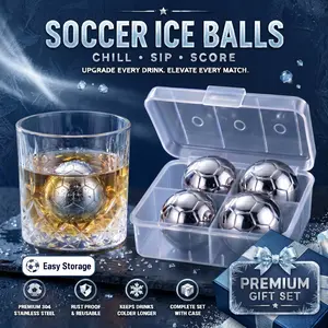 Reusable Soccer Ice Balls Set of 4 | Stainless Steel Chilling Stones for 2026 Watch Parties & Game Day