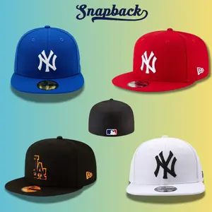 MLB New Era 59FIFTY Snapback Cap – NY Yankees LA Dodgers Flat Bill Baseball Hat, Embroidered Team Logo Streetwear Fashion Cap, Hip Hop Urban Baseball Hat for Men Women TikTok Trending