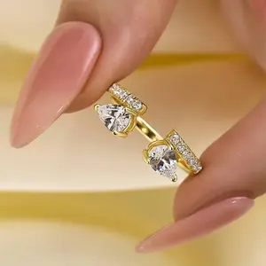 Maxine Pear Cut Yellow Gold Open Wedding Band,5A Cubic Zirconia Wedding Band ,Women's Ring Jewelry,Promise Band for Daily,Travel,Proposal,Birthday,Anniversary