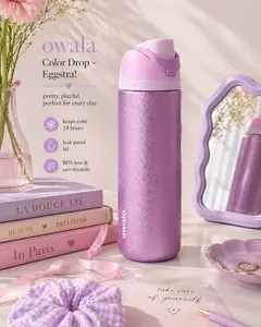 Owala So Eggstra 32 Oz Glitter Pink Water Bottle – Leakproof Insulated Stainless Steel FreeSip Bottle for Gym Travel & Daily Hydration