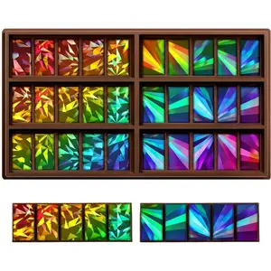 Ziliny Windmill and Diamond Holographic Chocolate Bar Mold Silicone, Rainbow Light Effect Chocolate Bar Deep Thick Molds for DIY Candy Dessert Baking, Candy, Wax Melts, Cake Decoration (Rectangle)
