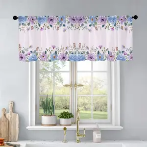 1Pc watercolor flowers printed kitchen curtains living room bedroom bathroom home decoration 54 * 18 inches