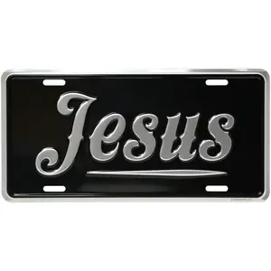 Jesus Silver License Plate 6x12 – Inspirational Embossed Aluminum Auto Tag – Rust Proof Heavy Gauge Vanity Plate for Car Truck SUV – Made in USA