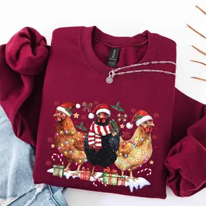 Christmas Chickens Shirt: Funny Xmas Chicken Farm Sweatshirt - Holiday Gift