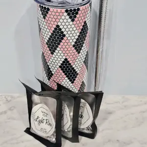 Rhinestone Tumbler Pink Herringbone DIY Kit