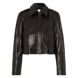 Mavra Boxy Fit Cropped Leather Jacket