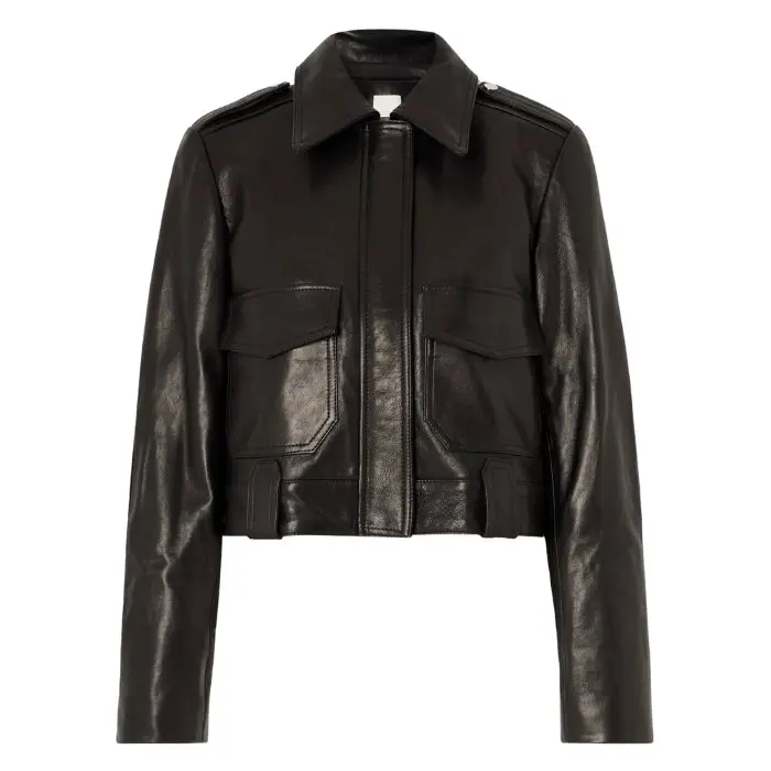 Mavra Boxy Fit Cropped Leather Jacket
