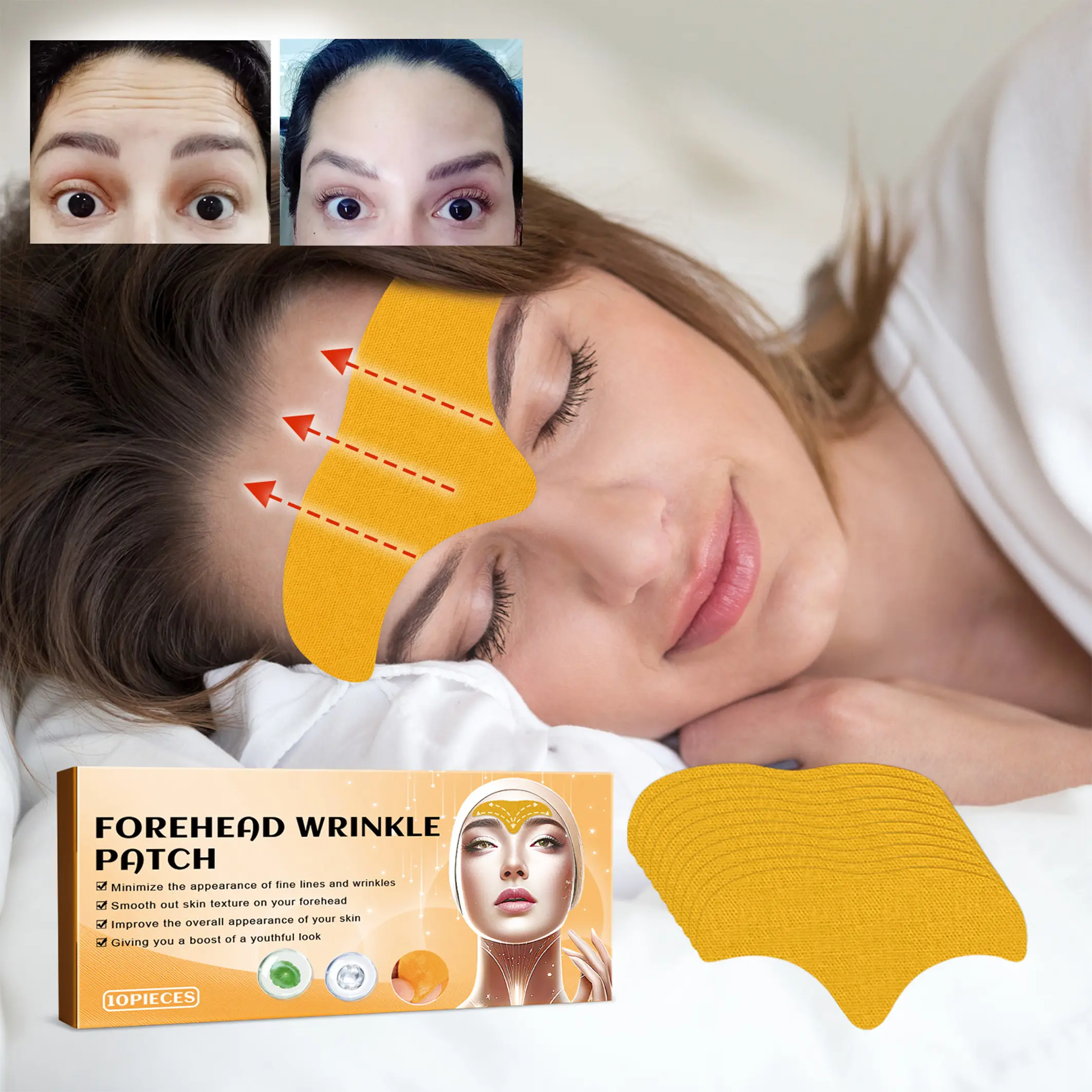 10/30 Pcs Collagen Extract Forehead Anti-Wrinkle Patches - Skin Care Beauty Products, Overnight Smoothing Face Treatment, Night Wear Home Use Party Bag Gifts