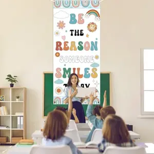 Bohemian Rainbow Classroom Door Cover Decoration Set, Welcome Banner Wall Door Colorful Decor for Kindergarten Elementary Middle School