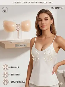 Plus Size Invisible Lift Up Silicone Bra, Seamless Adhesive Sticky Bra with Drawstring, Reusable Push Up Breast Lift for Strapless, Backless Outfits