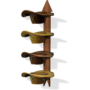 Cowboy Hat Rack Wall Mount, Solid Pine  Hat Holder for Wall Holds 4 Hats, Western Style Arrow Design Hat Storage Hanger for Display and Organization, Handcrafted Hat Rack for Cowboys