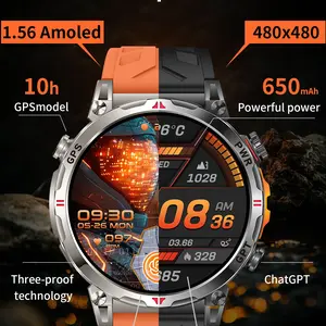 Men's Sports Large Screen Multifunctional Smartwatch with GPS Compass Heart Rate Monitor Pedometer Bluetooth-compatible Calling