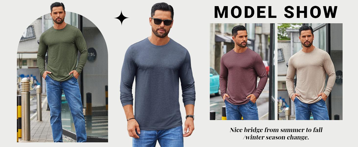 COOFANDY Men's Crew Neck T-Shirt Long Sleeve Casual Pullover Tees Soft Stretch Basic Tee Shirts COOFANDY Men's Crew Neck T-Shirt Long Sleeve Casual Pullover Tees Soft Stretch Basic Tee Shirts