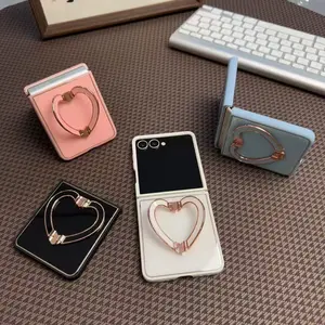 Heart Stand Samsung Zflip7 Phone Case, Acrylic Protective Cover for Flip6, Compatible with Generation 4, Stylish Foldable Screen Protector