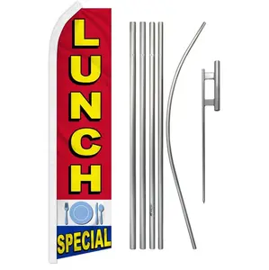 Steel-Aluminum Construction Flag & Pole Kit, 11.5x2.5 ft Polyester Flag with Curved Sleeve, Wind-Resistant Banner for Home, Festive Supplies
