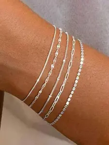 Elegant Stackable Women's Fashion Bracelet Set, Stackable Bracelets, 5-Piece Jewelry Collection, Perfect for Any Occasion, Stylish Accessory for Her
