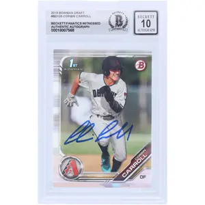 Corbin Carroll Arizona Diamondbacks Autographed 2019 Bowman Draft 1st Bowman #BD-125 Beckett Fanatics Witnessed Authenticated 10 Card - Fanatics Authentic Certified