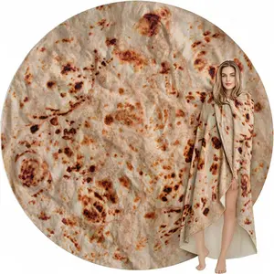 1pc Soft Comfortable Burrito Blanket with Digital Print, Fluffy Round Fleece Wrap for Napping, Cozy Cover for Home and Camping, Ideal Gift for All Occasions