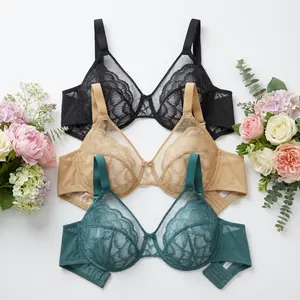 Mokongfu Women's Unlined Underwire Bras 3-Pack, Plus Size (XL-XXXL) Full Coverage for Large Busts, No Spillover Lift Support, Soft Breathable Lace, Wide Strap, Bounce Control, Everyday Comfort lingerie