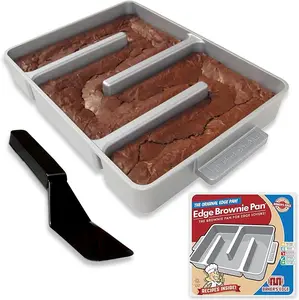 Baker's Edge Brownie Pan, The Original All Edges Brownie Pan for Baking | Premium Doble Nonstick Coating, Heavy Gauge Cast Aluminum Construction, Rectangular 9x12” Size Baking Pan - US Patented Design