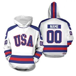 USA Hockey 1980 Jersey All Over Print Hoodie Youth - White