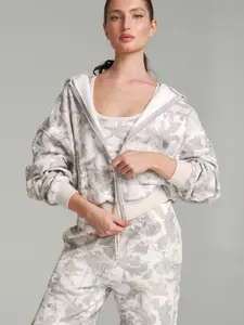 Plush Fleece Zip Hoodie - Snow Camo