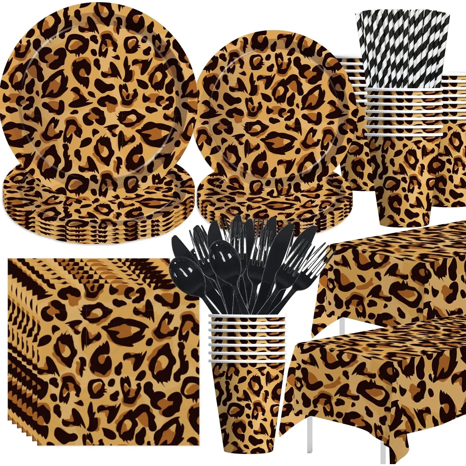 Leopard Print Party Supplies, Cheetah Party Decorations, Serves 24