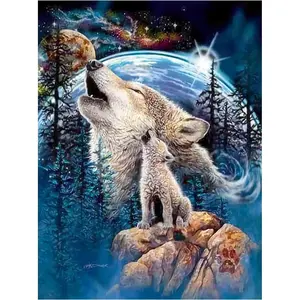 Diamond Painting Kits for Adults, Wolf 5D DIY Diamond Art Kits Full Drill Diamond Dots for Gift Wall Decor and Relaxation Gem Arts 12x16 inch