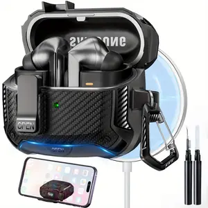 Carbon Fiber Design Earphone Case with Invisible Phone Case, Full-Body Shockproof Earphone Protective Cover, Earphone Protector for Samsung Galaxy Buds 3 Pro, Audio