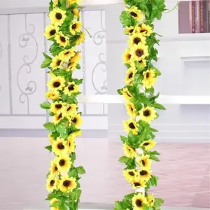 5pcs 230cm Artificial Yellow Sunflower Garland Flower Vine Wedding Floral Arch Decor Silk Party Decoration Supplies