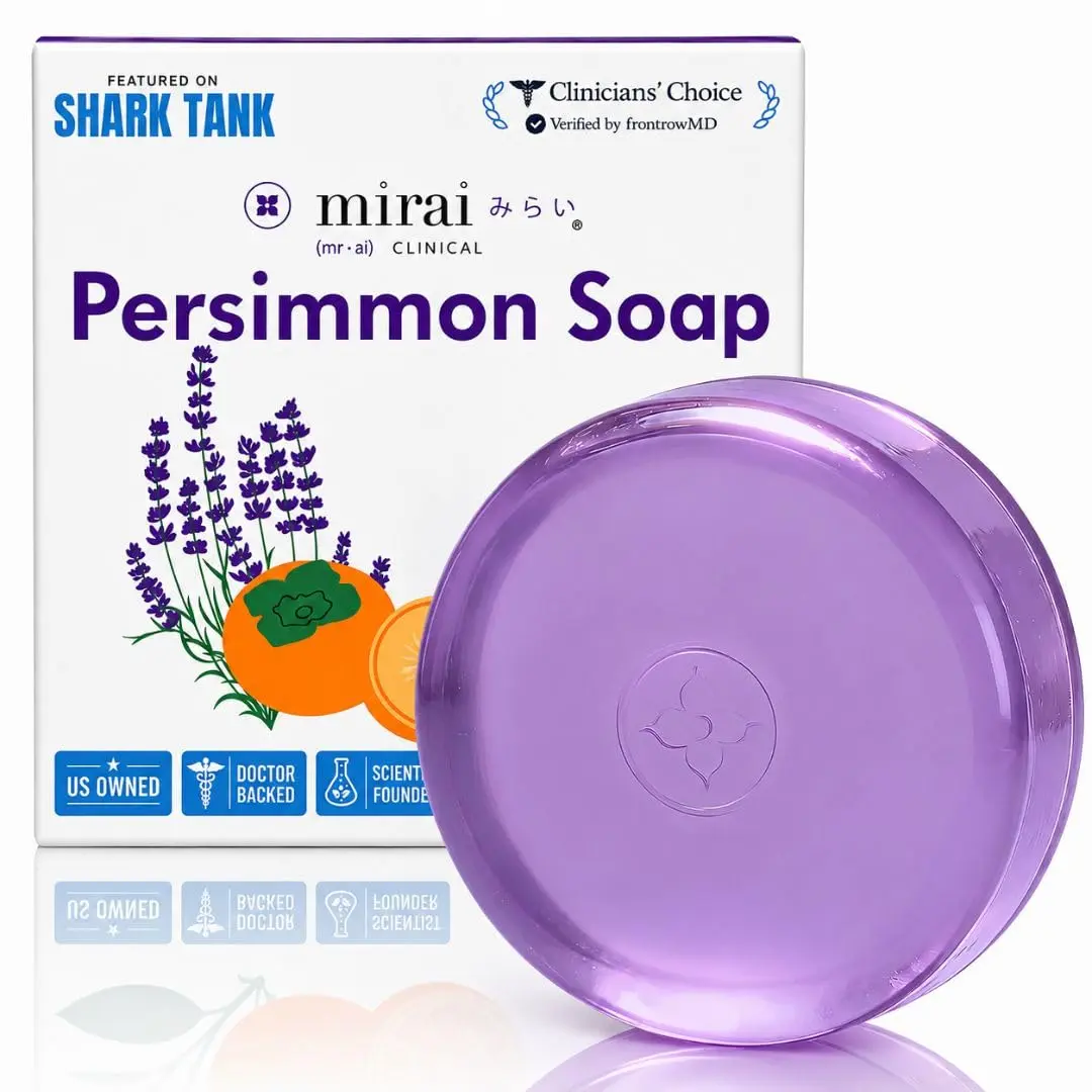 Mirai Clinical Persimmon Soap for Old People Smell, Nonenal Odor Solution | Japanese Persimmon Soap with Lavender Scent, Green Tea Extract, Deodorizing Bar for Men and Women, Gentle for All Skin Types