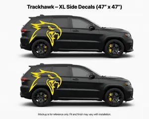 Jeep Grand Cherokee Trackhawk Big Hawk Head Rear Side Decal Kit (Left & Right Pair) – XL Vinyl Car Stickers for SRT, Hellcat Models – Weatherproof, UV-Resistant, Fade-Resistant, Easy Apply Muscle Car Exterior Mod