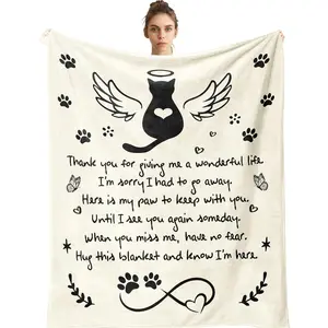 Cat Memorial Gifts for Loss of Cat, Cats Memorial Blanket 50"X60", Loss of Cats Sympathy/Remembrance/Bereavement/Passing Away Gifts, Pet Sympathy Memory Gift