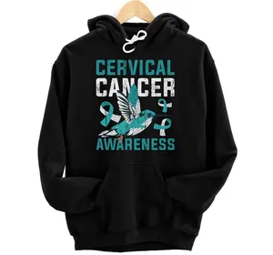 Warrior Hummingbird Teal Ribbon Cervical Cancer Awareness Hoodie, Sweatshirt, T-Shirt Casual Classic
