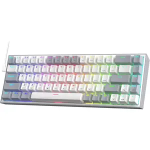 K631 Gery 65% Wired RGB Gaming Keyboard, 68  Compact Mechanical Keyboard w/ Hot-Swap Socket, Free-Mod Plate Mounted PCB & Dedicated Arrow , Quiet Red