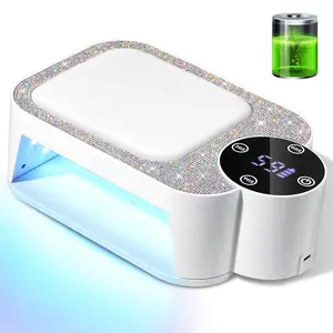 Rechargeable UV Nail Lamp, Diamond Embedded Nail Drying Machine, Professional Gel Light, Large LCD Display, Quick Cure, 3 Timers
